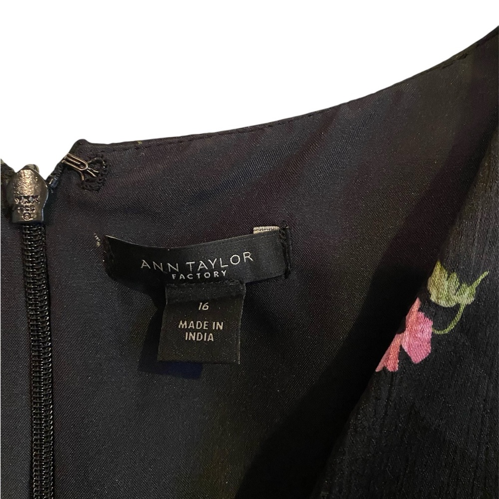 Ann Taylor Black Dress with Pink Floral Accents - Picture 4 of 4